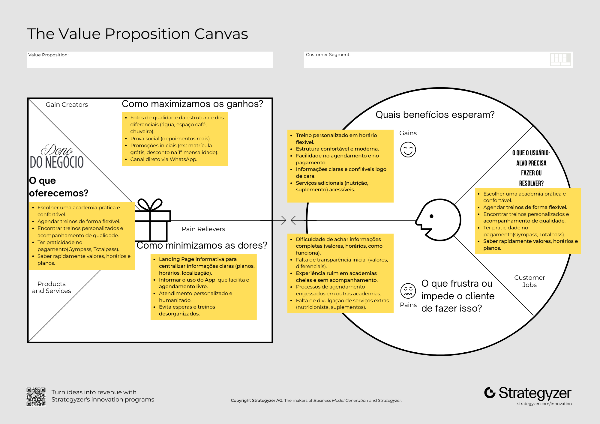 Value Proposition Canvas aplicado ao projeto do estúdio